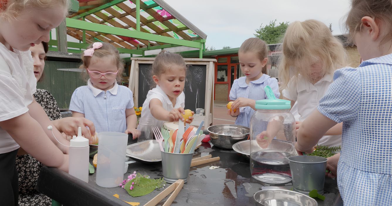 Children learning in the Walkergate Reception classroom